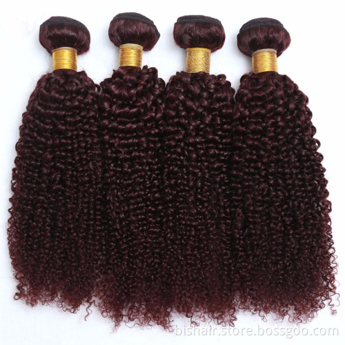 Top Quality 8A 9A 10A 99J Red Kinky Curly Bundles With Closure 4x4 Brazilian Human Hair Weave With Closure Remy Hair Extension